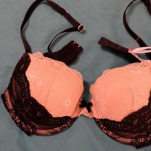 Tan and Black lace Bra